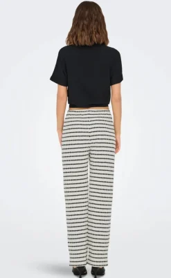 ONLY Bukser - Eva Stripe - Cloud Dancer/Black