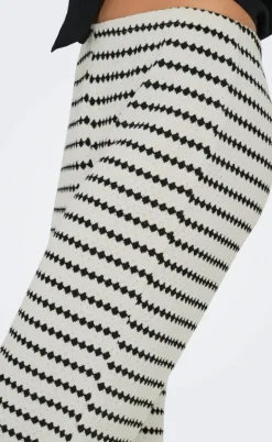 ONLY Bukser - Eva Stripe - Cloud Dancer/Black
