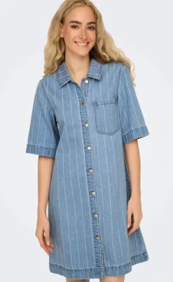 ONLY Kjole - Asta - Light Blue Denim Stripe