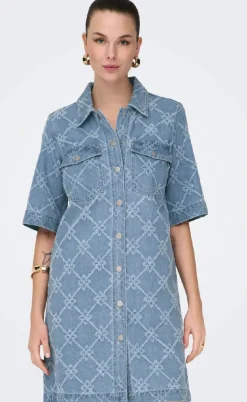 ONLY Kjole - Belle Print - Light Blue Denim