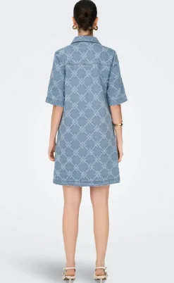 ONLY Kjole - Belle Print - Light Blue Denim
