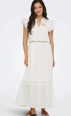 ONLY Kjole - Sunny Capsl Frill - Cloud Dancer