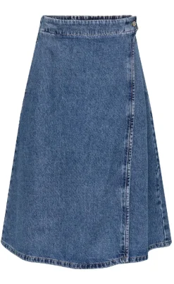 ONLY Nederdel - Thea Wrap Midi - Medium Blue Denim