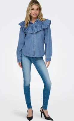 ONLY Skjorte - Indigo - Medium Blue Denim