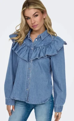 ONLY Skjorte - Indigo - Medium Blue Denim