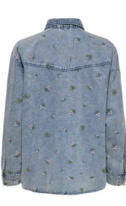 ONLY Skjorte - Vera - Light Blue Denim/Flower
