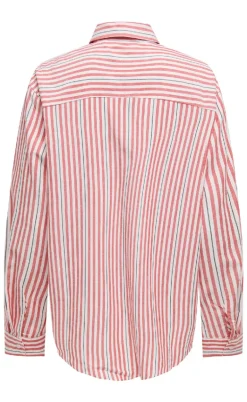 ONLY Skjorte - Windy Life - Cloud Dancer w. High Risk Red/Black