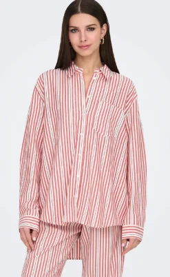 ONLY Skjorte - Windy Life - Cloud Dancer w. High Risk Red/Black