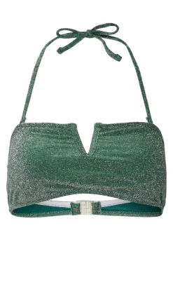 Pieces Bikini Overdel - Bling - Dark Green/Silver Lurex