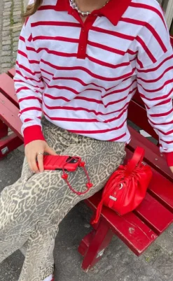 Pieces Bluse - Amilie - Bright White w. High Risk Red