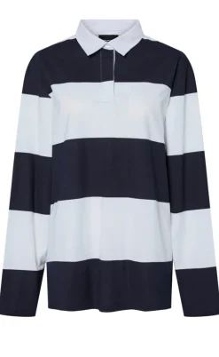 Pieces Bluse - Frida - Maritime Blue/White