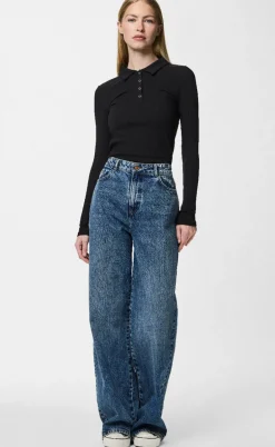 Pieces Bluse - Kitte LS Polo - Black