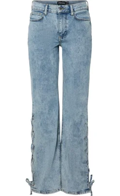 Pieces Bukser - Fenda MW Straight - Light Blue Denim