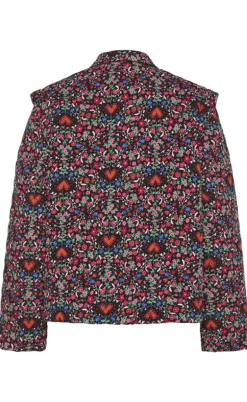 Pieces Jakke - Saroline - Black w. Ditsy Flower Heart