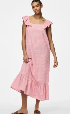 Pieces Kjole - Apia - Pink Lemonade/Bright White