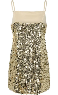 Pieces Kjole - Disco - Gold Colour Sequins