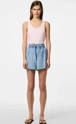 Pieces Shorts - Flora - Light Blue Denim