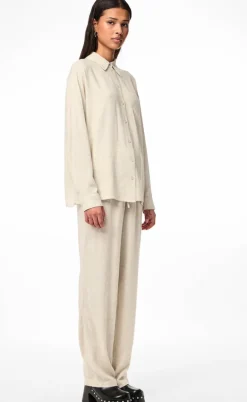 Pieces Skjorte - Pia - Birch/Melange