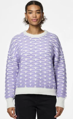 Pieces Strik - Diana - Cloud Dancer/Lavender