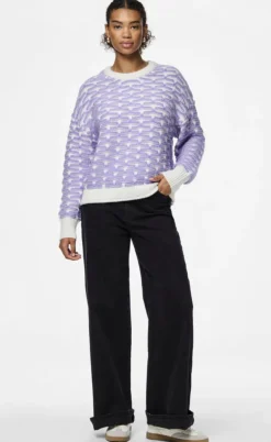 Pieces Strik - Diana - Cloud Dancer/Lavender