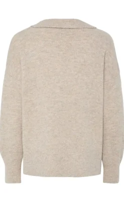 Pieces Striktrøje - Malou Polo - Taupe Gray Melange