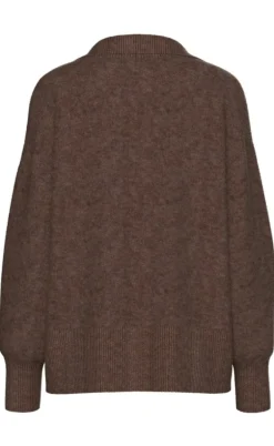 Pieces Striktrøje - Malou Polo - Chicory Coffee Melange