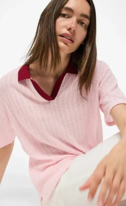 PIECES Top - Alysia - Pink Tulle/Rhubarb