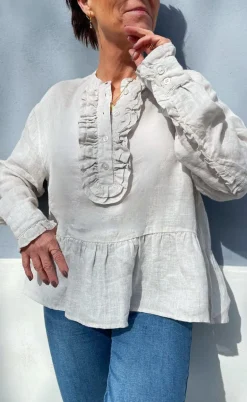 Say INA Copenhagen Bluse - Caroline Linen - Off White