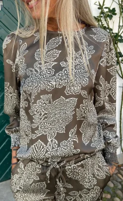 Say INA Copenhagen Bluse - Chili - Dark Brown Flower