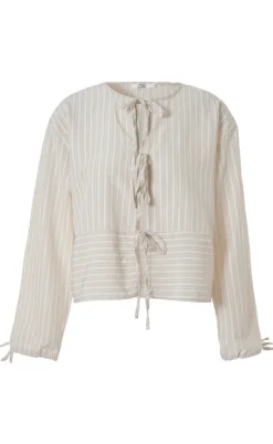 Say INA Copenhagen Bluse - Cornelia - Camel / White Stripe (vendbar)
