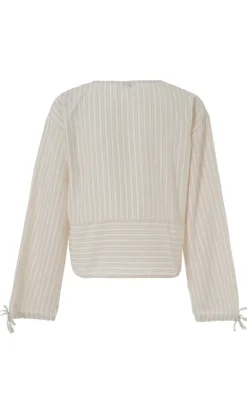 Say INA Copenhagen Bluse - Cornelia - Camel / White Stripe (vendbar)