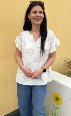 Say INA Copenhagen Bluse - Emma - Flower Embroidery
