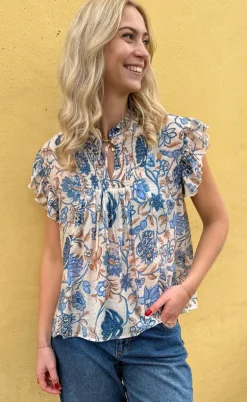 Say INA Copenhagen Bluse - Emmi - Blue Flowers