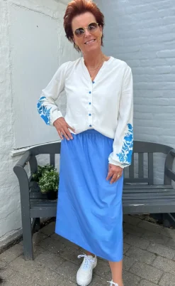 Say INA Copenhagen Bluse - Molly - Off White w. Blue