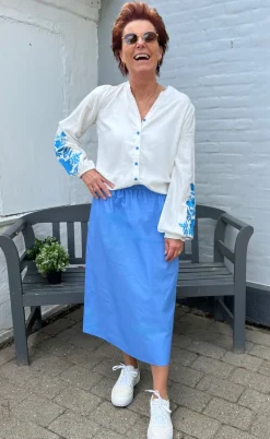 Say INA Copenhagen Bluse - Molly - Off White w. Blue