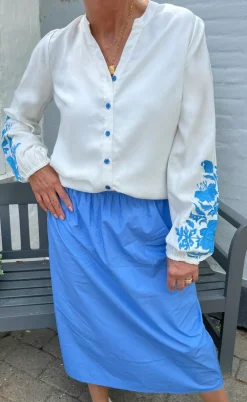 Say INA Copenhagen Bluse - Molly - Off White w. Blue