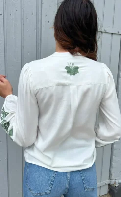 Say INA Copenhagen Bluse - Molly - Off White w. Green