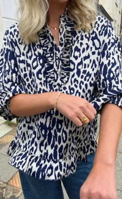Say INA Copenhagen Bluse - Pia - Navy Blue Leopard