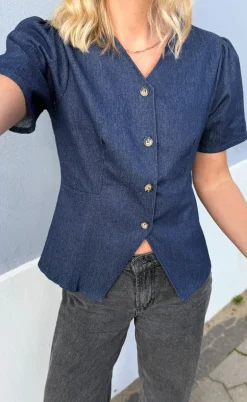 Say INA Copenhagen Bluse - Venja - Dark Blue Denim