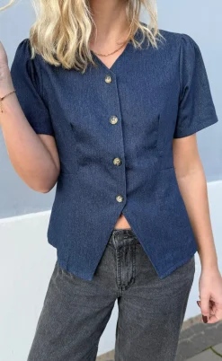 Say INA Copenhagen Bluse - Venja - Dark Blue Denim