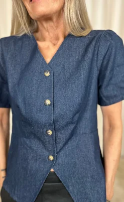 Say INA Copenhagen Bluse - Venja - Dark Blue Denim