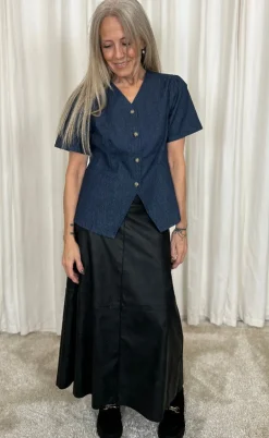 Say INA Copenhagen Bluse - Venja - Dark Blue Denim