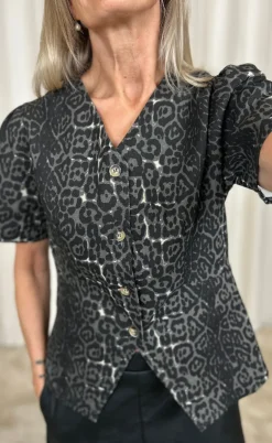 Say INA Copenhagen Bluse - Venja - Grey Leopard