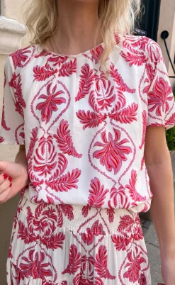 Say INA Copenhagen Bluse - Vicky - White/Pink Paisley