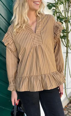 Say INA Copenhagen Bluse - Wilja - Brown Striped