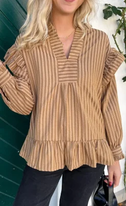 Say INA Copenhagen Bluse - Wilja - Brown Striped