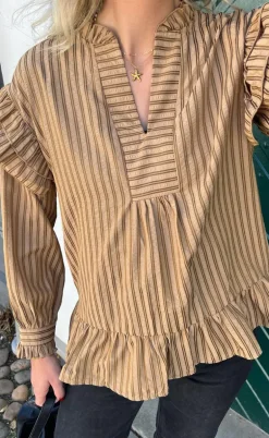 Say INA Copenhagen Bluse - Wilja - Brown Striped