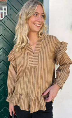 Say INA Copenhagen Bluse - Wilja - Brown Striped
