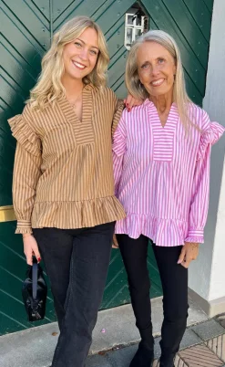 Say INA Copenhagen Bluse - Wilja - Brown Striped