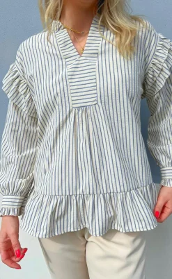 Say INA Copenhagen Bluse - Wilja - White/Blue Stripes